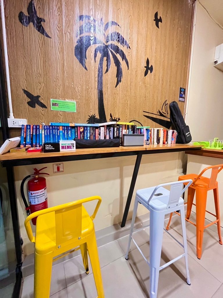 The hostel library at the cocoon hostel, koh samet