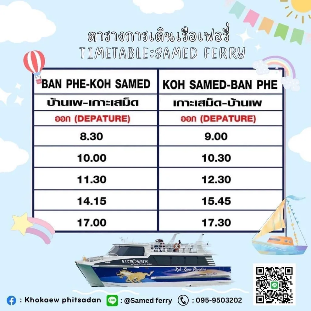 Fast Ferry Timetable leaving from Ban Phe Pier