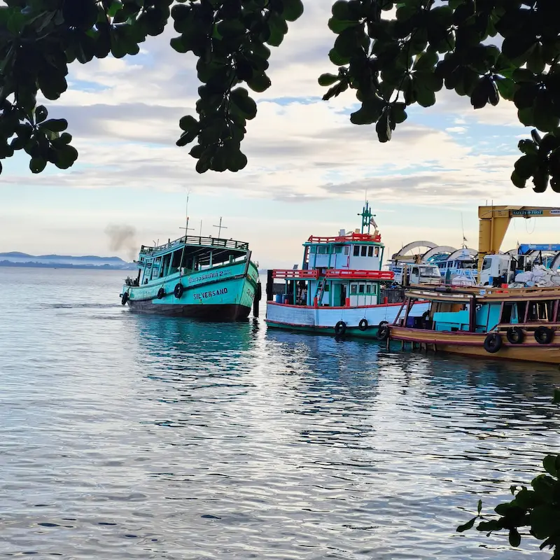 Slow Boats at Nadan Pier Image of two slow ferries at Na Dan Pier on Koh Samet