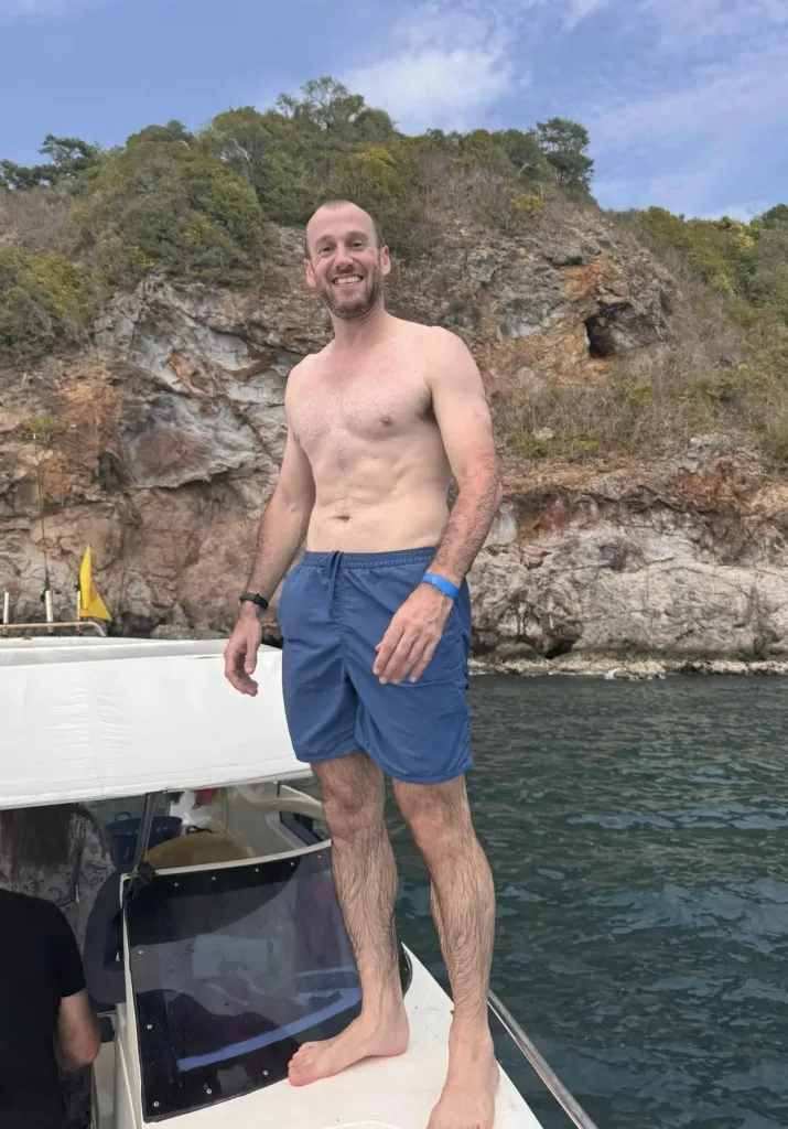 Relaxing after a refreshing swim