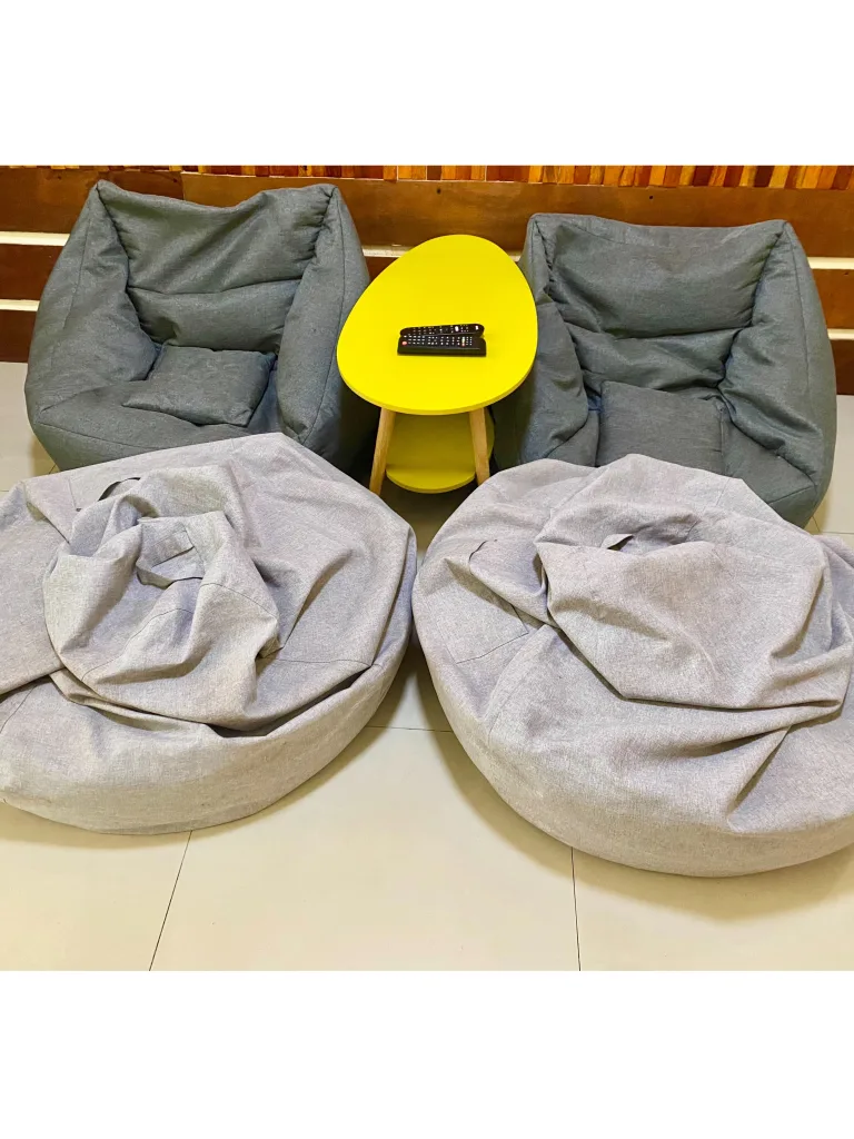 Comfortable beanbag seating in the lounge area of our best value Koh Samet hostel.