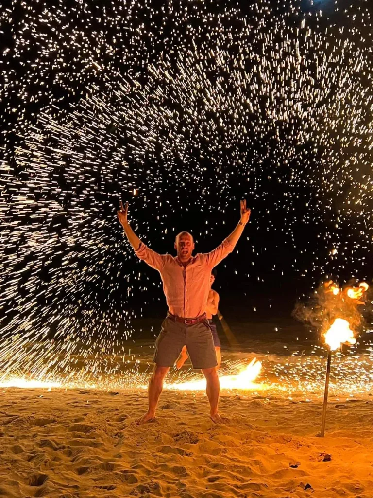 Nick from The Cocoon Hostel on Koh Samet at a fire show on Tub Tim Beach