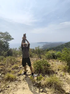 Nick and Talay from The Cocoon Hostel at the top of the nature trail on Koh Samet
