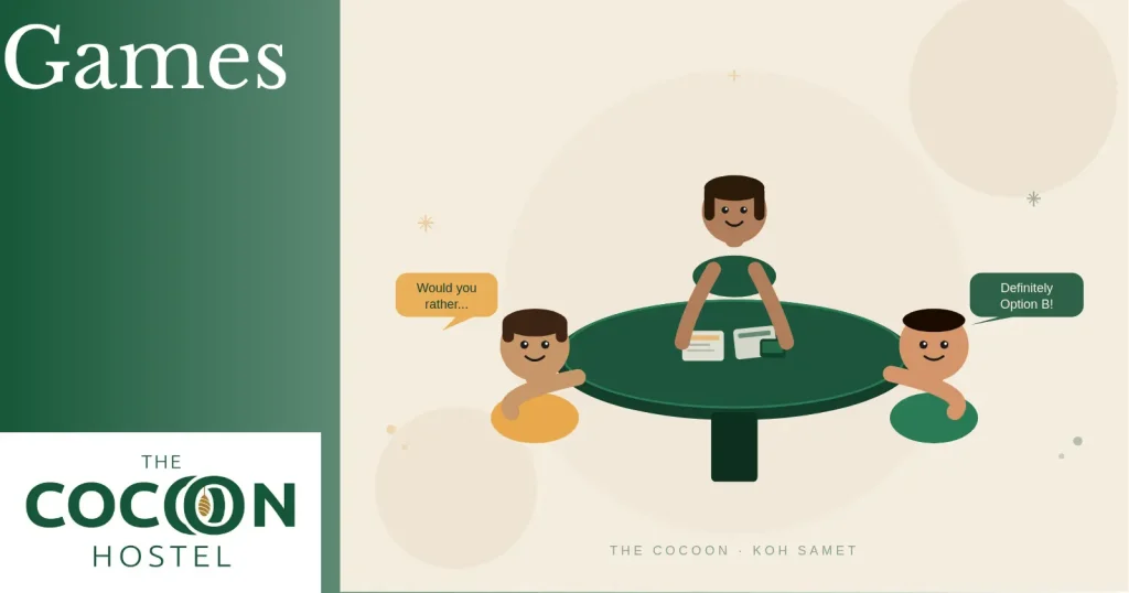 Games at the cocoon hostel Koh samet